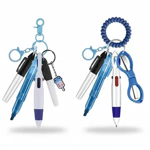 Nurse Pen Set Bundle with Badge Reel and Keychain, Includes Retractable Ballpoint Pens, Mini Highlighters, Permanent Markers, Plastic Material, Multiple Colors and Sizes Available