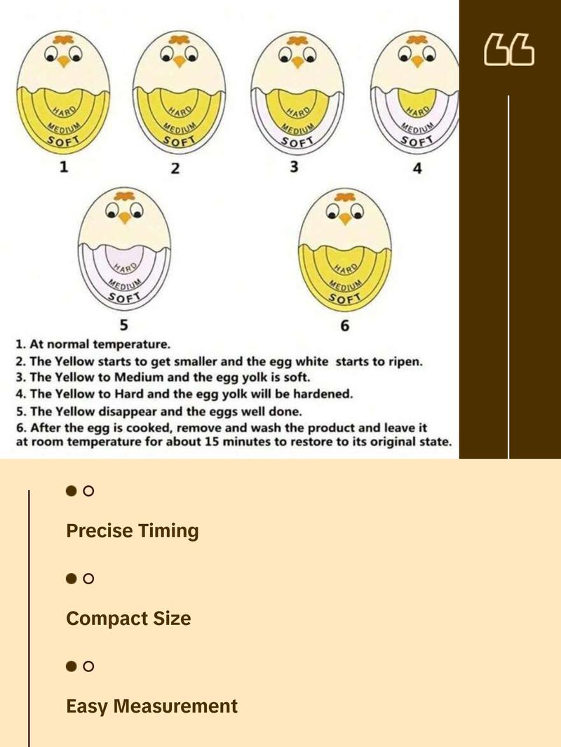 Color Changing Egg Timer - Accurately Measures Hard & Soft Boiled Eggs with Sensitive Indicator Kitchen Accessory 2.12x1.57 Inches Color Changing Egg Timer - Accurately Measures Hard & Soft Boiled Eggs with Sensitive Indicator Kitchen Accessory 2.12x1.57 Inches