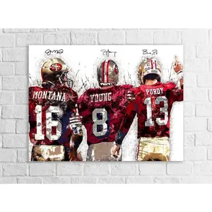 [UNFRAMED] Joe Montana Steve Young Brock Purdy Poster Showcasing Quarterback Legacy, San Francisco Football Wall Art for Fans Home Decor