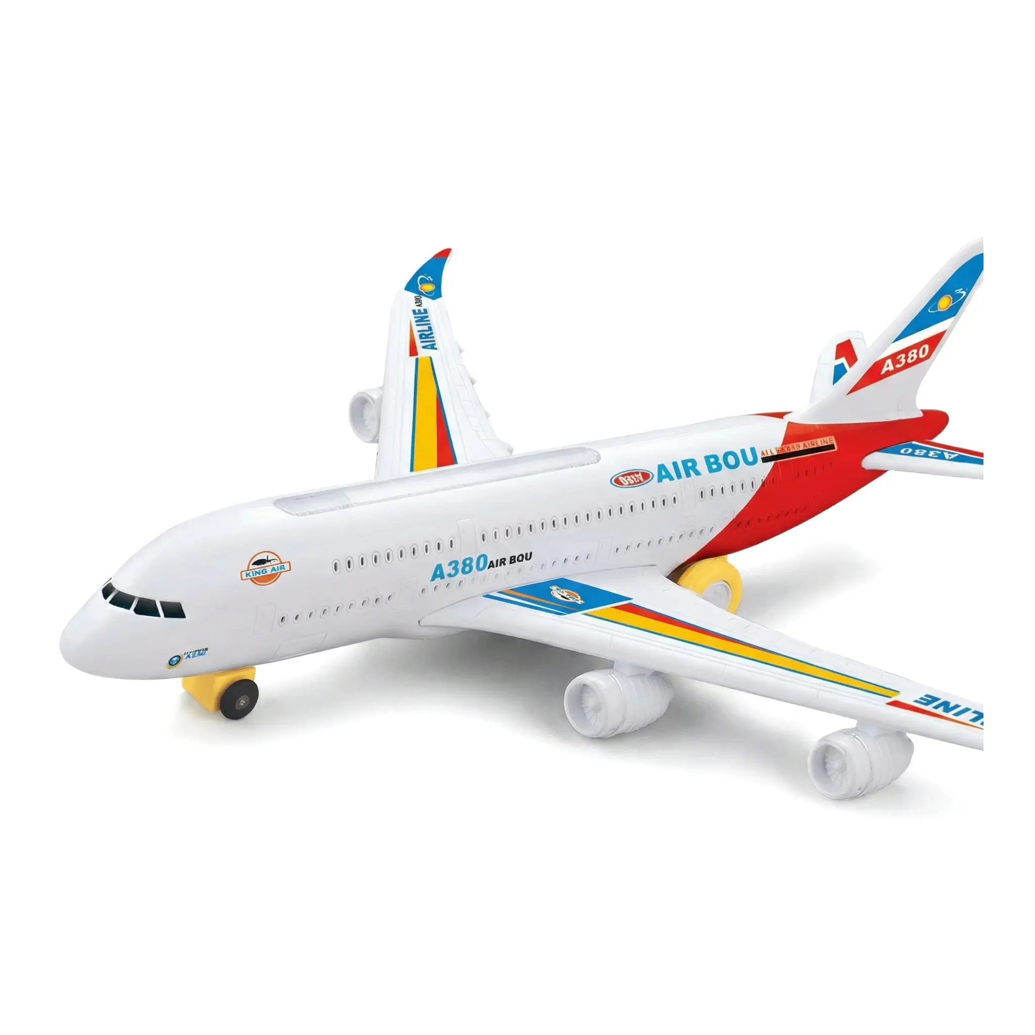 Electric A380 Airplane Toy with Lights & Realistic Sounds, Bump & Go Auto Turn, Kids Aircraft Model Remote Control Airplane