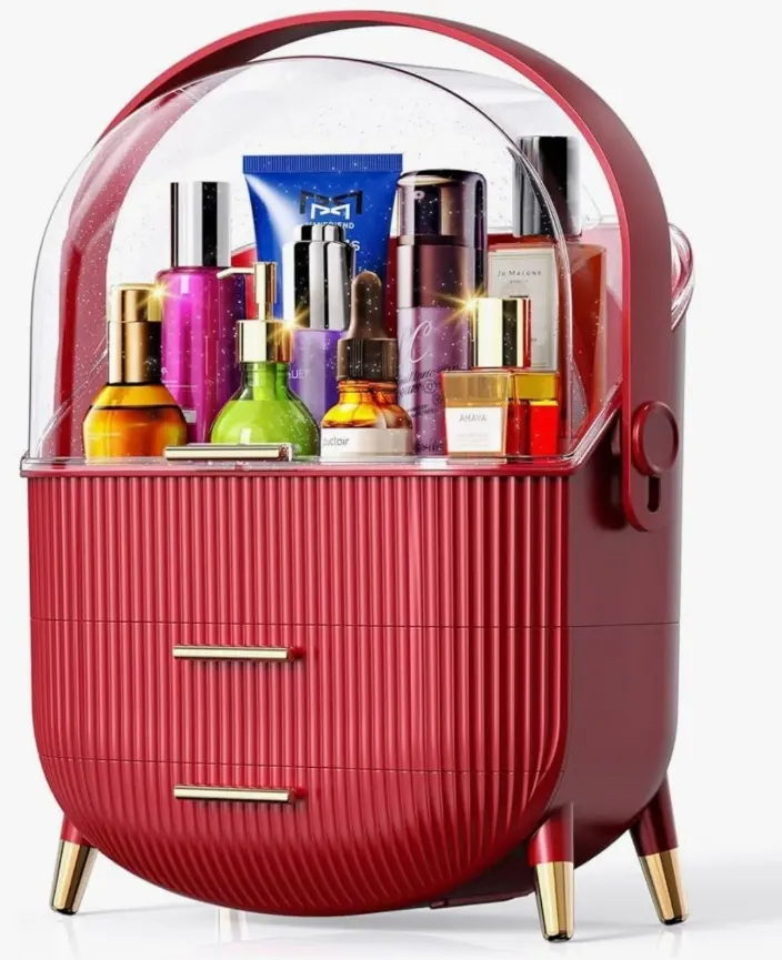 Makeup Organizer for Vanity,Elegant Cosmetic Organizer for Skincare,Bling Rhinestone Organizer for Teen Girls Gift,Portable Capacity Skincare Organizers,Makeup Case for Dresser Countertop and Bathroom