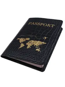 1PC PU Leather Hot Stamping Map Crocodile Pattern Passport Cover Passport Case Passport Holder Travel Document Holder Passport Wallet Card Holder Lightweight Fashion Travel Accessories For Flight for Women or Men For Student