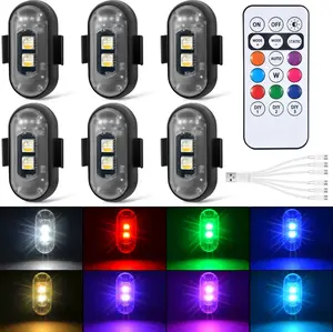 PCS Wireless LED Strobe Lights with Remote Control,  Colors Rechargeable Led Lights AntiCollision LED Emergency Warning Lights for Car Motorcycle Bike Drone Aircraft
