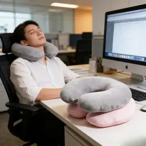 Pure Color U-Shaped Pillow, Travel Neck Pillow, Comfortable Soft Cover, Portable for Home Office Train Car Camping Plane RV