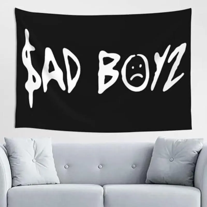 Sad Boyz Street Art Tapestry 3x5 FT - Polyester Edgy Text Wall Hanging for Bedroom, Dorm & Living Room Decor, Emo Aesthetic Banner