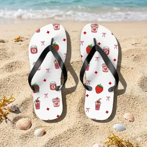 [Ship From US] - Unisex Strawberry Pattern Flip Flops Cute Summer Sandals, Lightweight Non-Slip Thong Slippers for Beach, Travel, Casual Wear