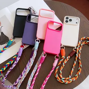 Personalized Minimalist Hand-Knitted Lanyard Protective Case For iPhone 17 16 15 14 13 12 11 Pro Max XS XR Soft Case with Long Lanyard