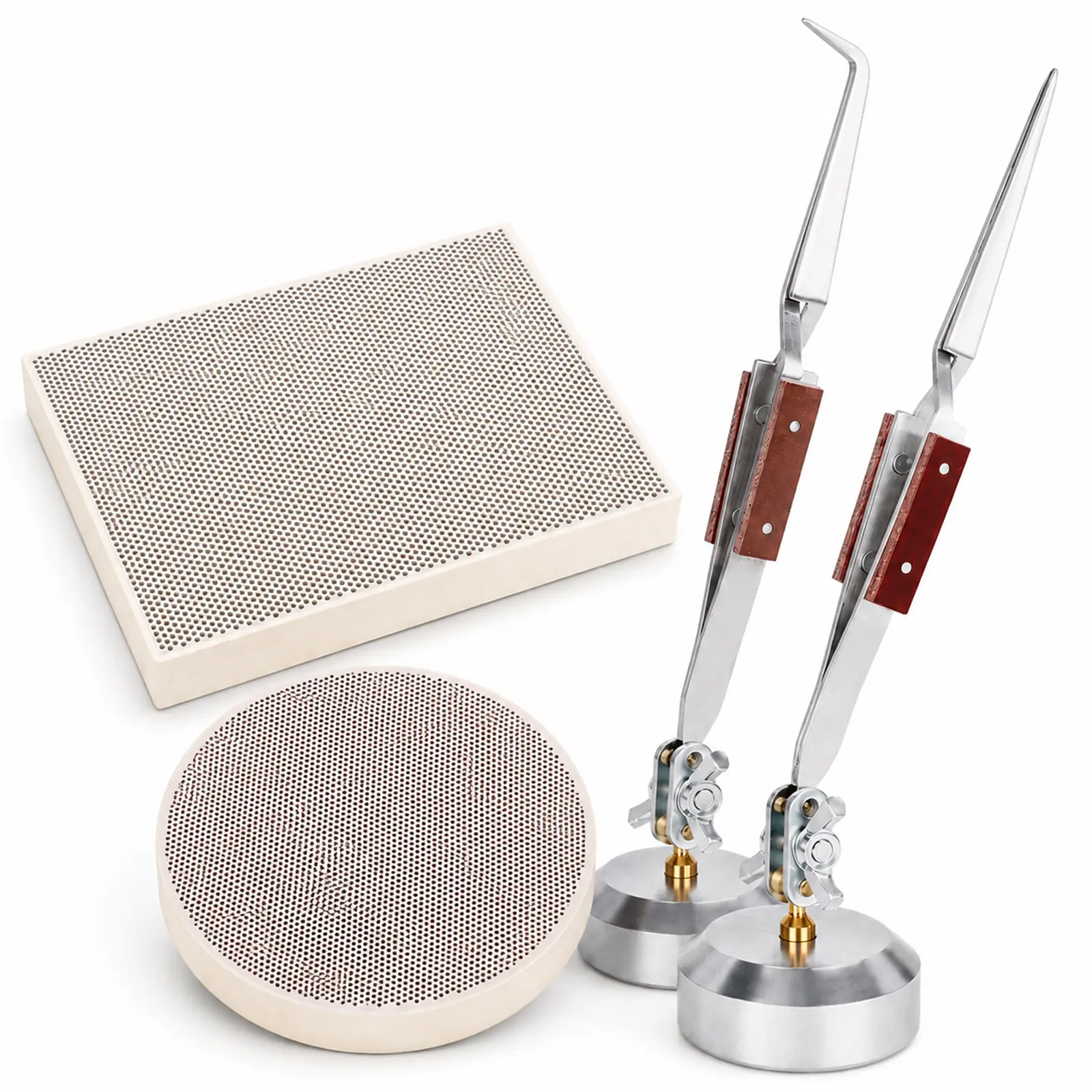 Jewelry Soldering Tool Set - Heat Resistant Ceramic Honeycomb Board Kit with Adjustable Third Hand Tweezers for Jewelry Making, Crafting, Metal Work