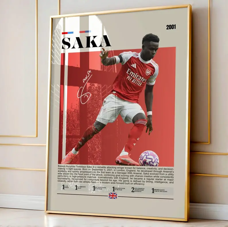 Bukayo Saka Minimalist Art, Arsenal Starboy Poster, Soccer Poster, Gift For Gunner