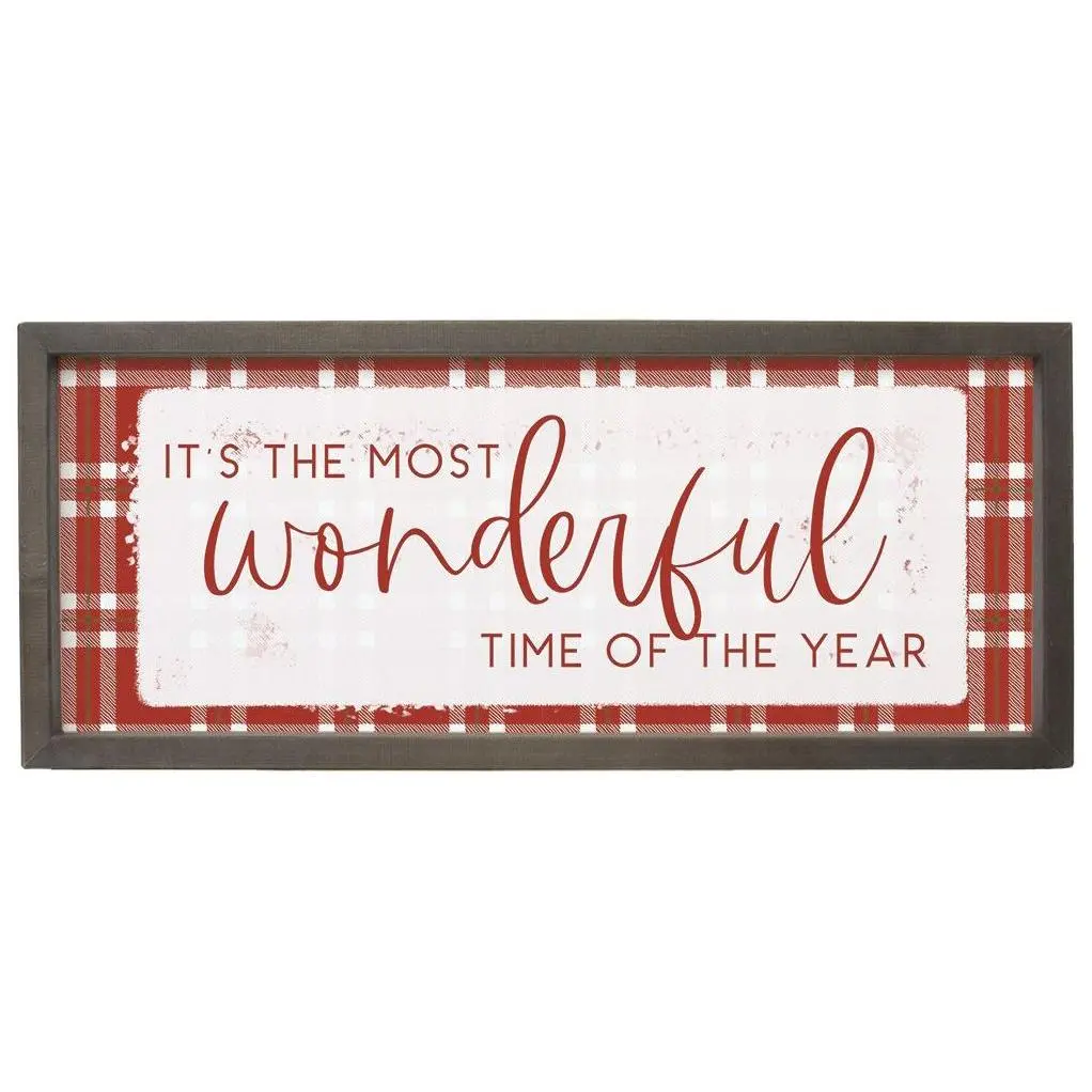 Sincere Surroundings 24" Most Wonderful Plaid F armhouse Frame