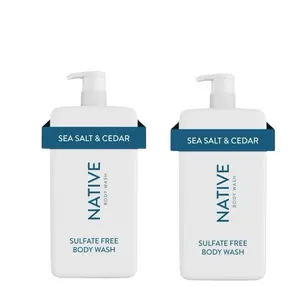 Native Body Wash Pump, Sea Salt & Cedar, Sulfate Free, Paraben Free, 36 oz Pack of 2 - For Men and Women