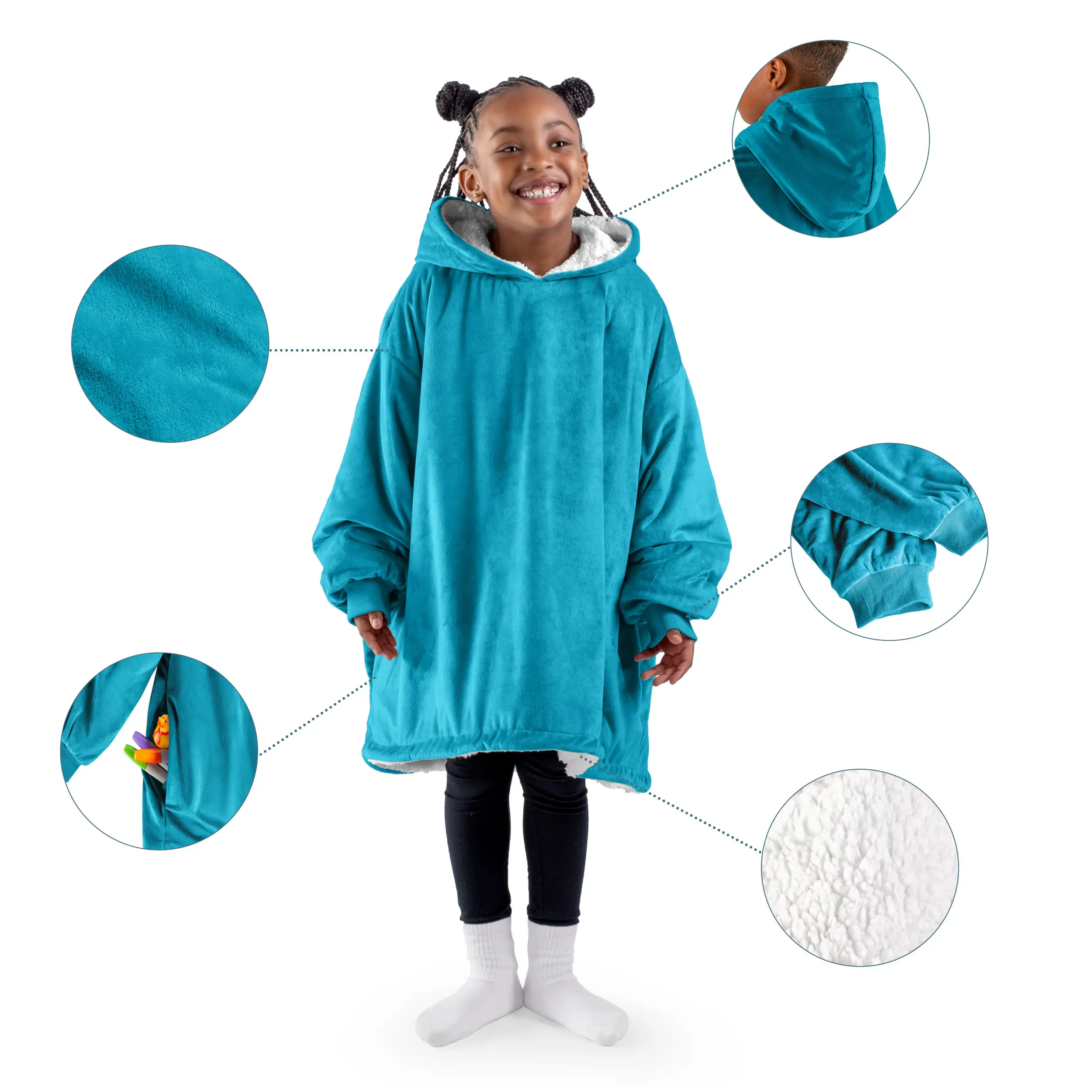 The Bare Homey - Youth Wearable Blanket - Sherpa Side Pockets The Bare Homey - Youth Wearable Blanket - Sherpa Side Pockets