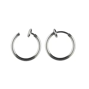 Spring Loaded Clip On Non-Piercing Cartilage Helix Lip Nose Ring - Pair