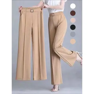 Elegant women’s straight-leg elastic pants, spring and autumn elastic trousers, casual office wear, all-season bottoms GARMENTARY