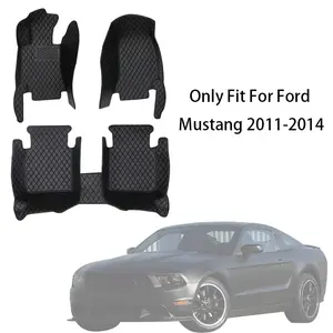 Full Set Nappa PU Leather Car Floor Mat For Ford Mustang 2011-2014 Front And Rear Cushion Slip-Resistant Wear-Resistant Auto Interior Accessories