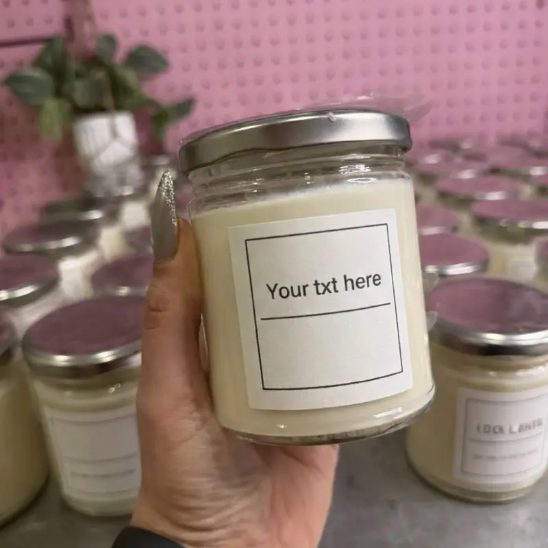 Custom Label Candle - 9 oz Personalized Jar Scented Candle, Personalized Gifts for Business, Party Event Favors, Home Decor & Home Supplies, Household Candle