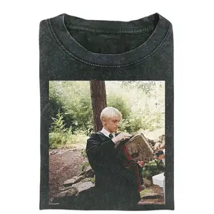 Draco Malfoy Book Shirt, Slytherin Aesthetic Graphic Tee, Wizard School Scene T-Shirt, Dark Academia Retro Shirt, Gift for Men, Gift for Women, Crew Neck T-shirt, Trending T-shirt