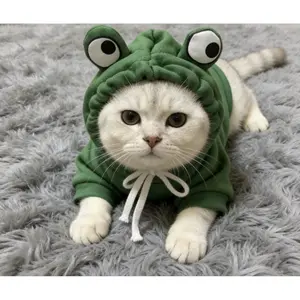 dog cat hoodie/frog cosplay hoodie/sleeveless pet sweatshirt/Universal sleeveless hooded sweatshirt green frog cartoon 3D cosplay costume,  comfortable , cute fashionable T-Shirt Breathable Lightweight for dogs Pajama Santa Hat Cloak Christmas accessories
