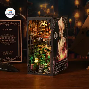 XYFMZOZ-(Magic House) DIY Handmade House Book Corner Kit 3D Wooden Crafts Set, Magic House Book Corner Kit for Teenagers and Adults Halloween Handcraft