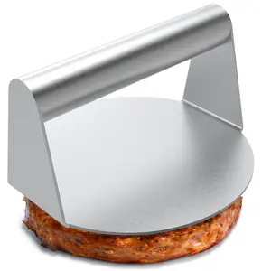 Stainless Steel Burger Press, 1 Count Round Smash Burger Press, Non-stick Smasher Hamburger Press, Patty Maker for Flat Top Griddle, Grill, Barbecue, Kitchen Gadget, Kitchen Tool