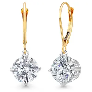 Gem Stone King 5.00 Cttw IGI Certified Lab Grown Diamond in 14K Two-Tone Gold Earrings for Women | Round | D-E Color | VS1-VS2 Clarity
