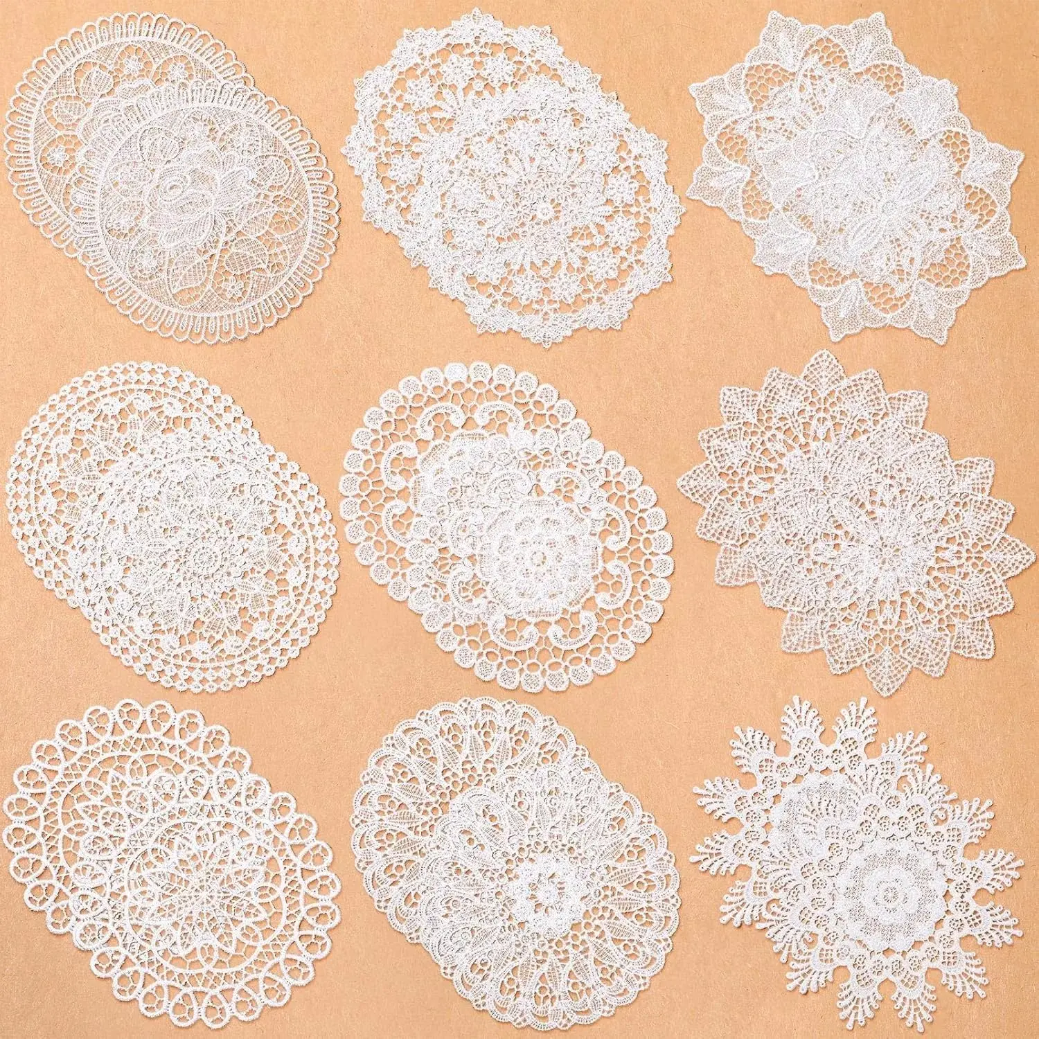 18-Piece 6-Inch Handmade Traditional Cute Flower Vintage Cotton Lace Round Crochet Doilies, Kitchen Dining Room Round Place Mats for Birthday Wedding Decor