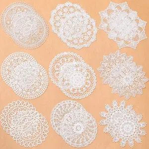 18 Pieces 6 Inch Lace Doilies for Tables Crochet Doilies Vintage Cotton Lace Coasters Handmade Round Placemats Rustic Table Decor for Kitchen Dining Room Wedding Cup Vase Decoration