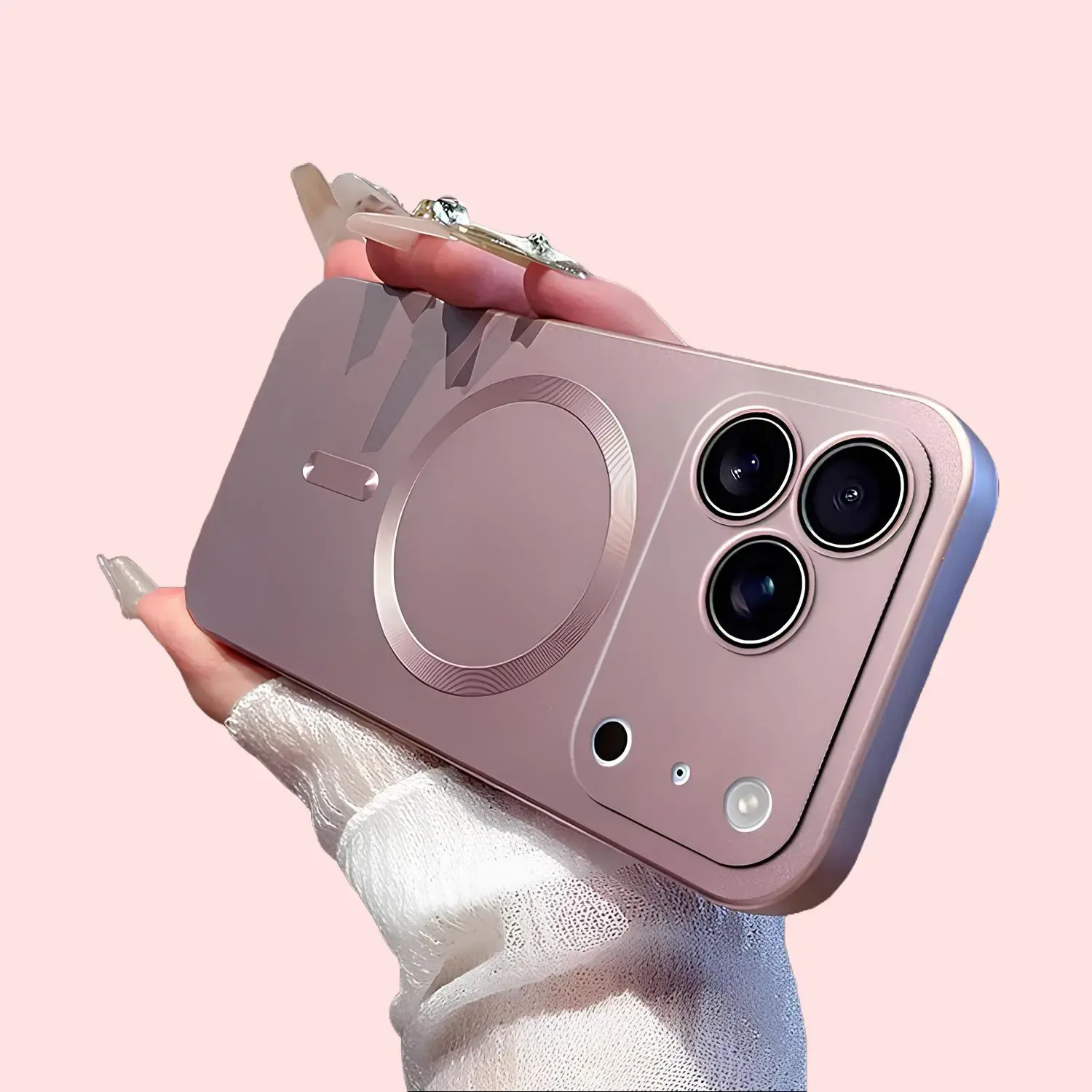 Oceantree MagSafe Magnetic Protective Smartphone Case - Built-in Lens Guard, Shockproof Soft TPU Casing, Metallic Matte Anti-Yellowing Lightweight Waterproof Cover, Wireless Accessory for iPhone 11-17 Pro Max, Handheld Gift for Her, Accessories