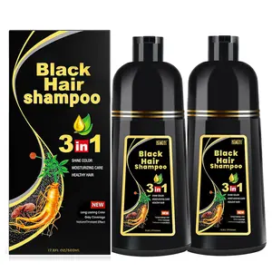 Black Hair Dye Shampoo for Gray Hair, Semi-Permanent Hair Color Shampoo for Women and Men, Herbal Ingredients, 3 in 1 100% Grey Coverage.Lasts 30 Days/500ml/Natural herbal Ingredients