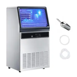 Commercial Ice Maker 130Lbs/Day with 33Lbs Storage & Self-Cleaning