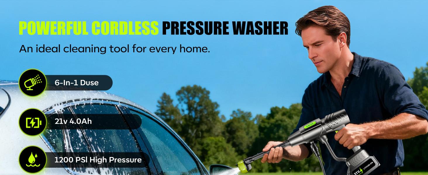 Cordless Pressure Washer and Single Port Charger Base, Bottle Portable Washer for Car,Home Cleaning & Garden Watering