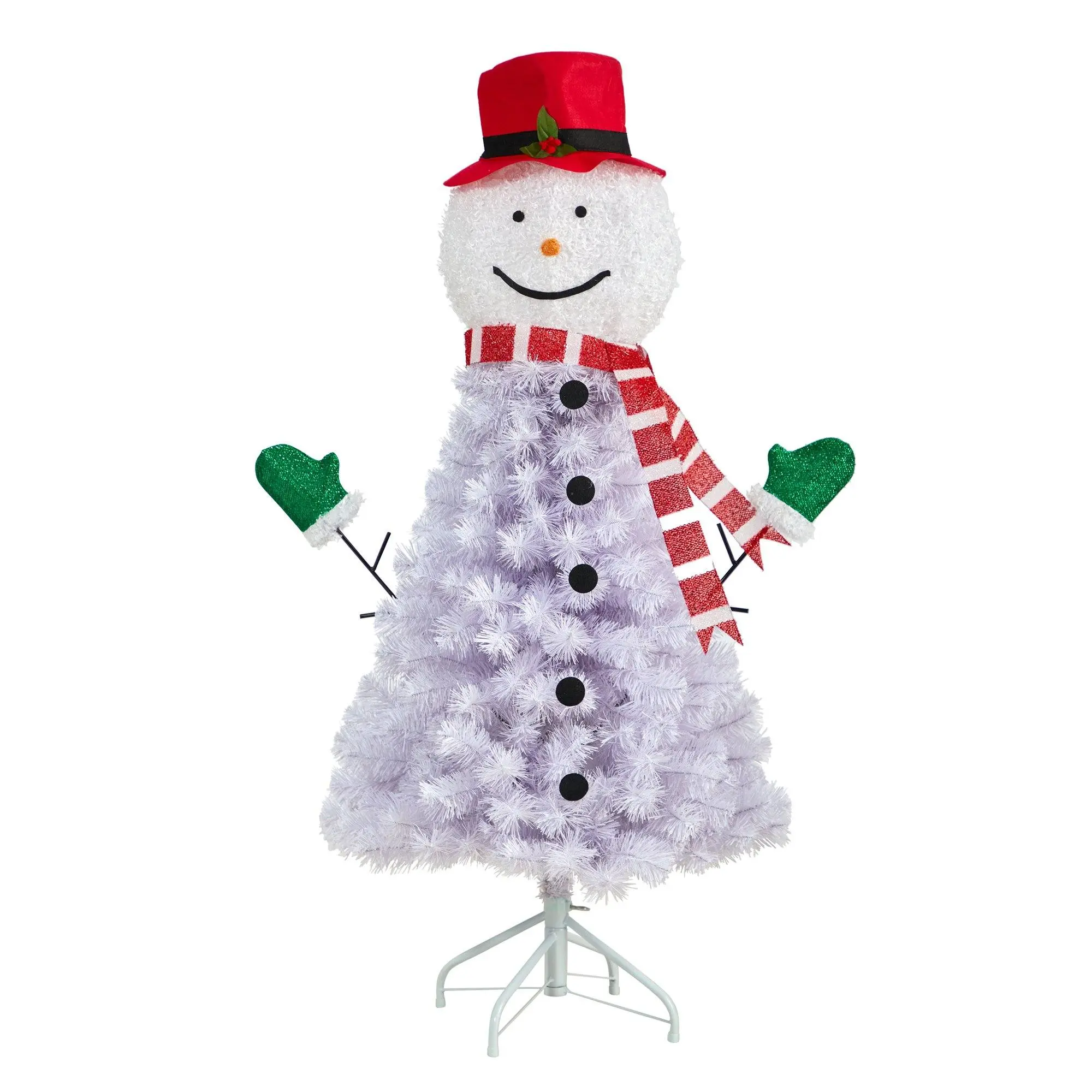 4ft PVC Whimsical Standing Artificial Christmas Snowman Figure, 234 Bendable Branches, Holiday Home Decor Ornaments, Festive Kid Room Decoration