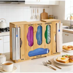 SICANDAENHK🌟 "Bamboo Magic: Your Ultimate Kitchen Sidekick!Store Bags & Cut Wrap in SECONDS!🛍️