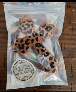 Bronze Leopard Cross Car Freshie Hanging or Vent Style - Original Product Title