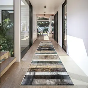 Wooden Stripe Pattern Kitchen Runner Rug, 1 Count Soft Comfortable Living Room Porch Decorative Carpet, Antifouling and Easy to Clean Kitchen Floor Mat