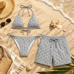 Goya Grey Summer 2026 Matching Couple Swimwear Set – Trendy Beach Vacation Outfits for Couples, TikTok Viral Swim Style