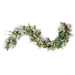 Haute Decor Snowfall Creek 6'  Pre-Lit  Flocked  Garland