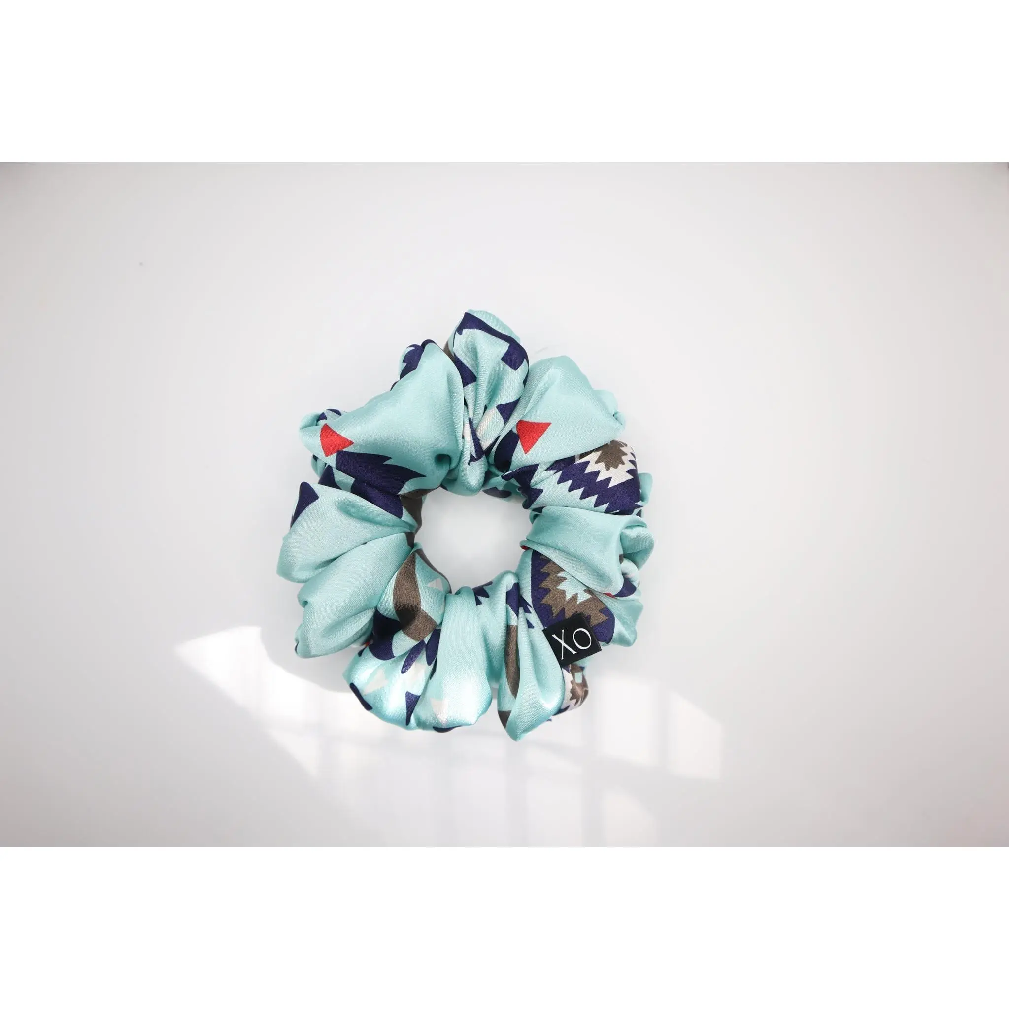 Kaya Oversized Scrunchie • Light Blue Turquoise Aztec Design ♡🏜️