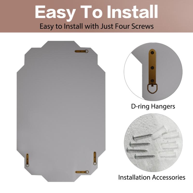 Large Wall Mirror for Decor 35.8 x 23.8 Inch Frameless Beveled Edge Full Length Mirror for Living Room Bathroom Bedroom Hallway Dining Room Modern Versatile Hanging Option