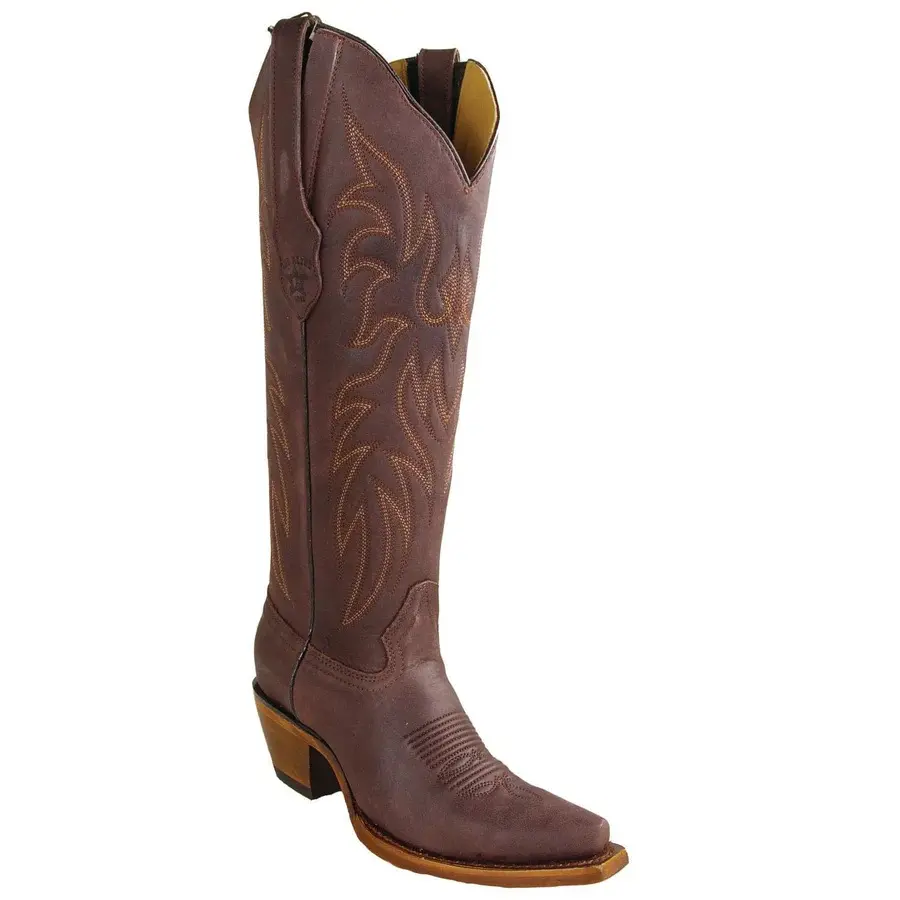 3815094- Women's Genuine Desert Leather Snip Toe Tall Boots Chocolate Color - Los Altos Boots