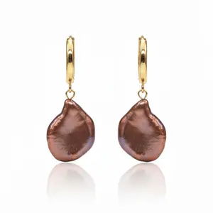 Mocha Keshi Pearl Earrings