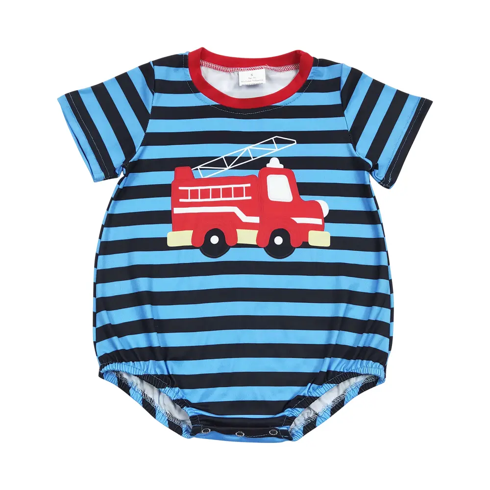 Baby Onesie for Boys, Super Soft Firefighter Striped Cotton Blend with Short Sleeves & Easy Snap Closure for Playtime, Fitted, Quick Diaper Changes, Breathable Cotton Blend, Quick Change, 0-3M, 0/3M-2T