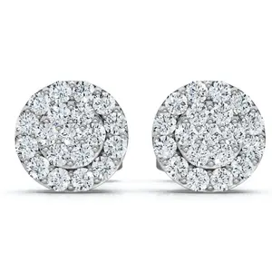 Tiny Diamond Pave Halo Earrings Studs 10K White Gold W/ Screw Backs 4mm