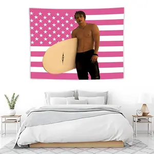 Surfer Hunk Tapestry, Us Flag Wall Hanging, Casual Knit Decor, Model Xinghao, No Ca Prop 65 Warning, Perfect for Home