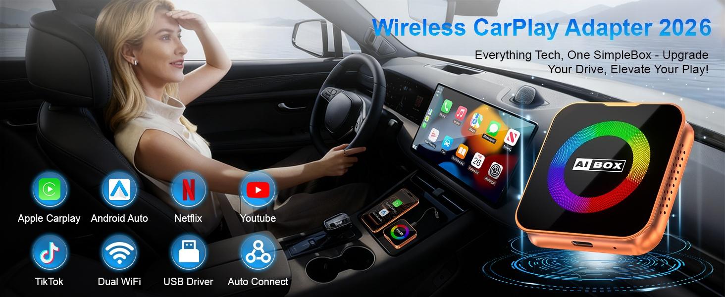 3-in-1 Wireless CarPlay Adapter & Android Auto Wireless Adapter, Plug & Play, Easy Setup, Supports Netflix, YouTube, TF Card, and More for Cars with OEM Wired CarPlay/Android Auto 3-in-1 Wireless CarPlay Adapter & Android Auto Wireless Adapter, Plug & Play, Easy Setup, Supports Netflix, YouTube, TF Card, and More for Cars with OEM Wired CarPlay/Android Auto