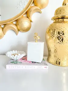 White and Gold Marble Storage Box
