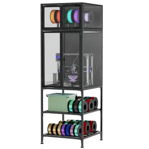3D Printer Cabinet with Double Layer 3D Printer Filament Storage Rack, T-Shaped Filament Bar & Noise-Reducing, Dust-Proof Design, Suitable for Studio, Office Storage and Organization