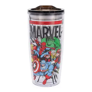 Marvel Comics Retro Plastic Travel Tumbler With Lid | Holds 20 Ounces