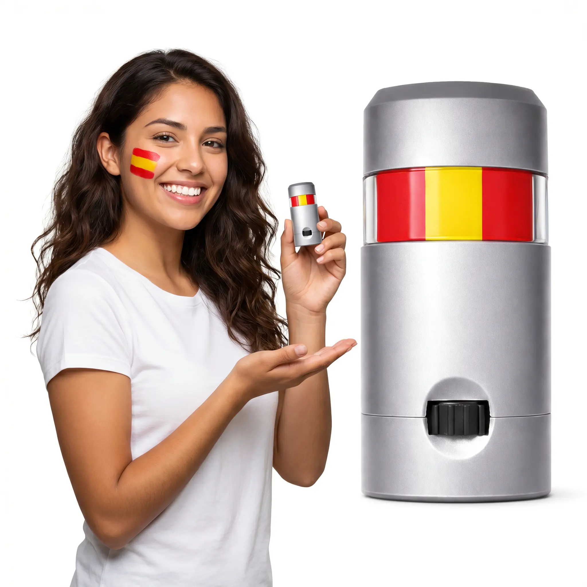 Spain Flag 3-Color Face Paint Stick, Red-Yellow-Red Patriotic Twist-Up Portable Body Paint, Washable Skin-Safe for All Skin Types, Soccer Games & Theatrical Performances, Fan Essential，  Body Makeup