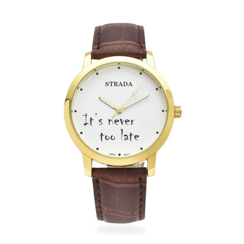 Strada Japanese Movement Dial Watch with Faux Leather Strap .5-9.0" (40.38mm) Birthday Christmas Gifts